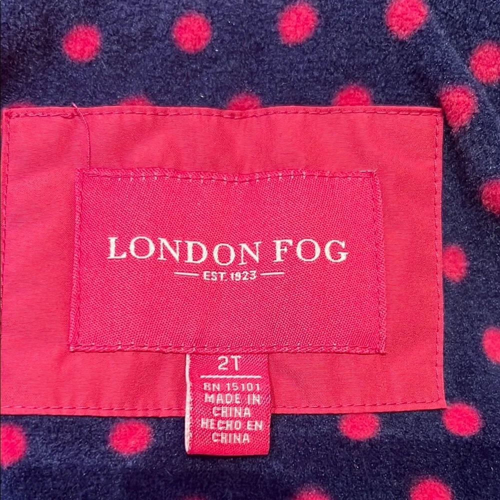 London Fog Pink and Blue fleece lined Jacket with Belted Waist